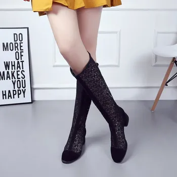 

Big Size thigh high boots knee high boots over the knee boots women ladies boots Lace cutout zipper after stitching