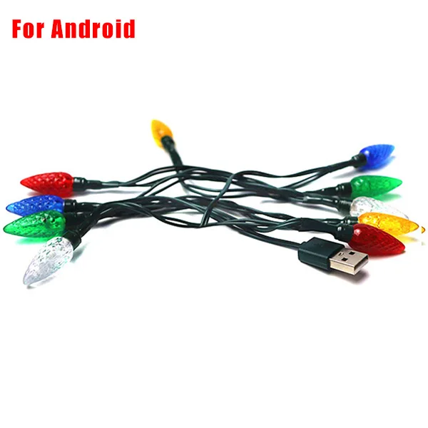 For Android Счастливого Рождества светильник светодиодный USB кабель зарядное устройство светильник ing шнур светодиодный Android телефон зарядный кабель DNJ998 - Цвет: For Android