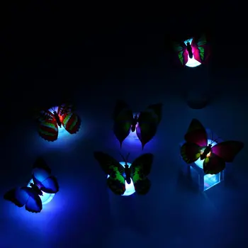 

1 PC Random Color Flashing Colorful Butterfly Night Light Baby Bedside Indoor Lighting Decorations Party Decor Christmas LED