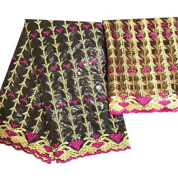 

High Quality 5Yards Bazin Riche getzner 2019 New Design African Bazin lace Fabric+2 Yards Mesh French Tulle Lace With Beads YB-8