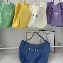 Зимняя новая модная Холщовая Сумка для покупок в Корейском стиле, большая вместительность, с буквенным принтом, через плечо, портативная диагональная моющаяся женская сумка