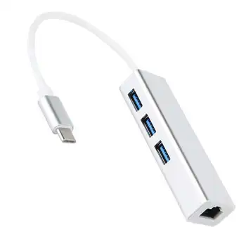 

USB 3.0 to Ethernet Adapter with 3 Ports HUB Type C to LAN Network RJ45 Gigabit Ethernet New