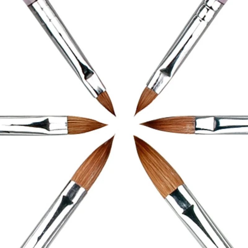 HOTSALE 6pcs/SET 2#/4#/6#/8#/10#12# Kolinsky Sable Brush Pen Acrylic Nail Art Builder Brush Design For Acrylic Nail Brushes Set 3