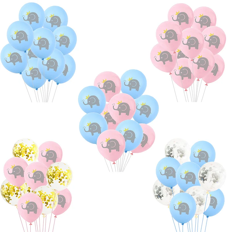 10 шт. 12 дюймов синий розовый слон латексные шары и красочные конфетти шары для душа ребенка Дети День Рождения Декор воздушные шары