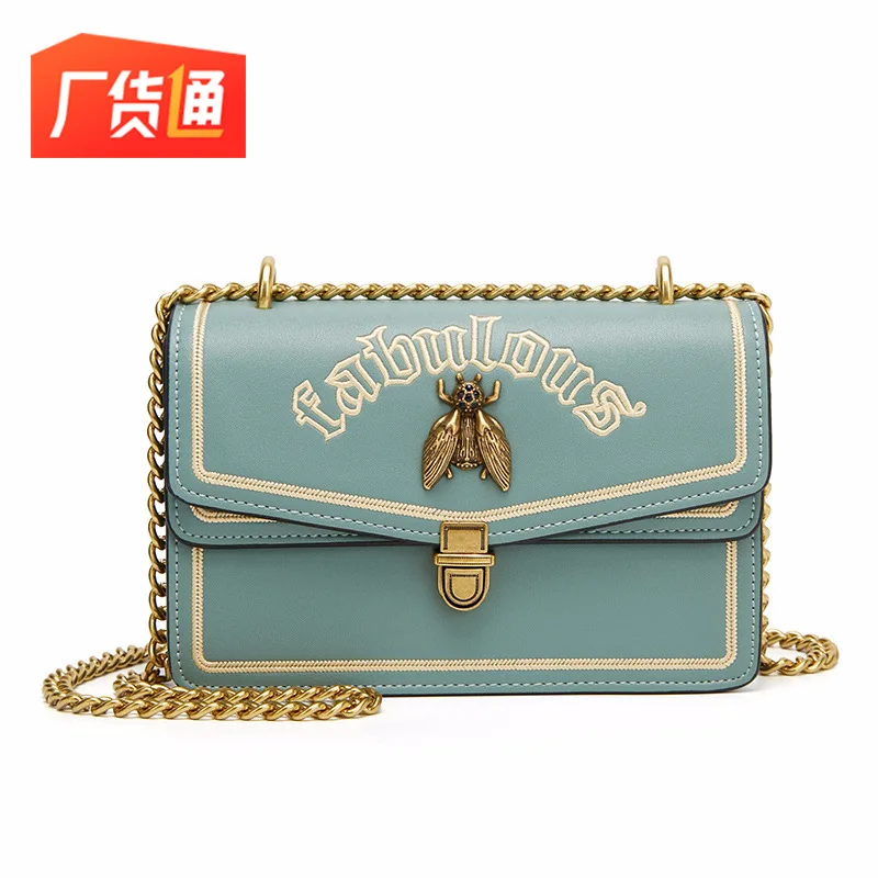 

Amazon New Style Fashion Korean-style Versatile Shoulder Bag Chain Shoulder Bag Embroidered Bees It Genuine Product Square Sling