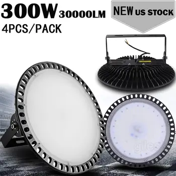 

4X 300W UFO LED High Bay Warehouse Bright White Fixture Factory Outdoor Light Mall
