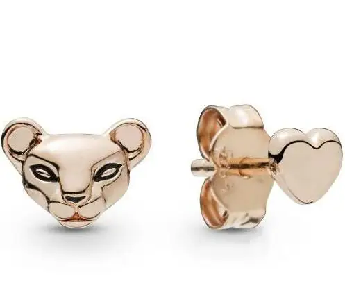 

Original 925 Sterling Silver Earring Rose Lion Princess & Heart Stud Earrings For Women Wedding Gift Fashion Jewelry