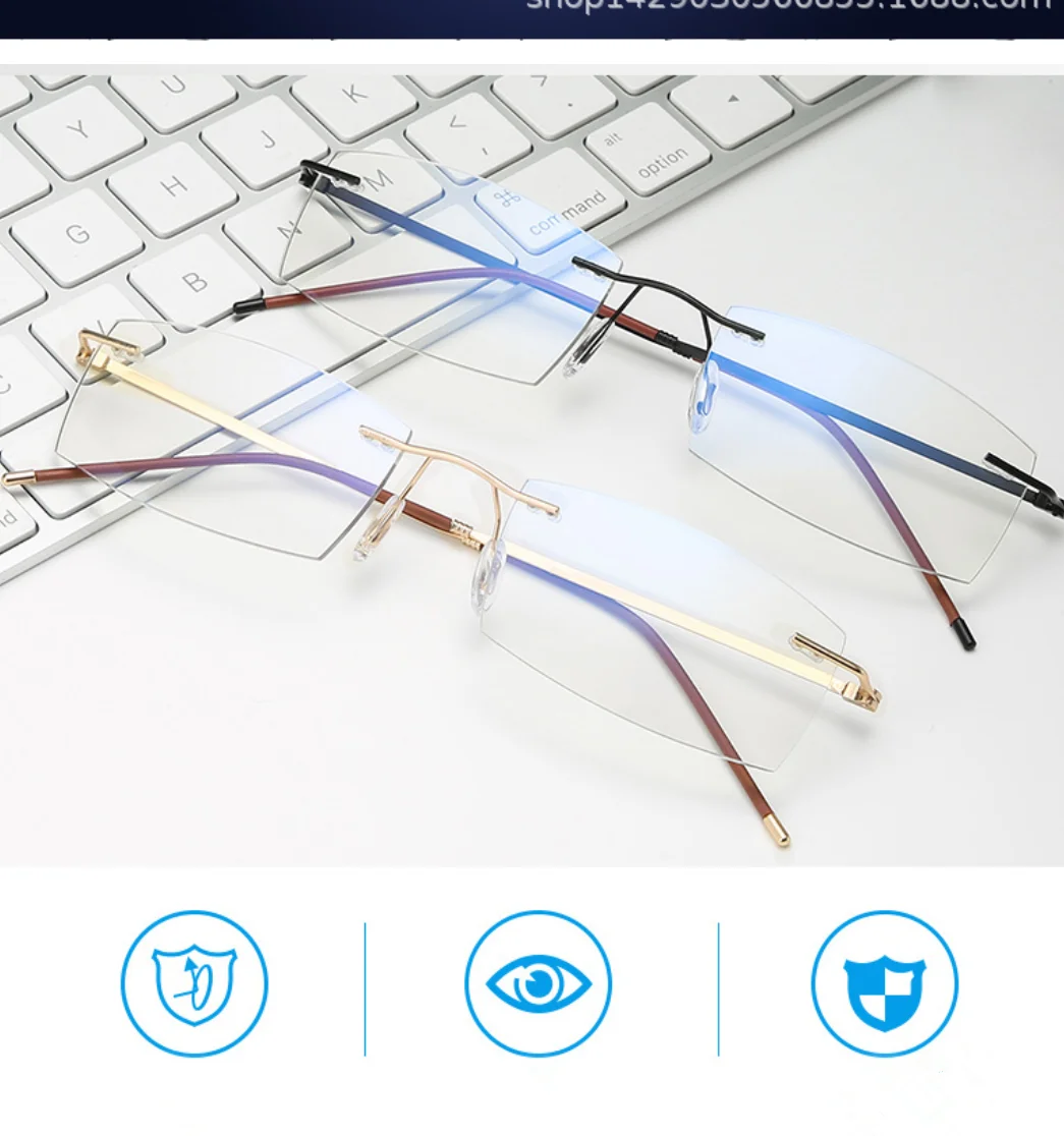 

Очки для чтения мужские сверхсветильник без оправы, синие очки для чтения, HD очки для чтения с защитой от усталости глаз для пожилых людей