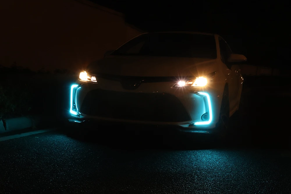 3 цвета СВЕТОДИОДНЫЙ дневной светильник DRL для Toyota Corolla+ дневной ходовой светильник с динамическим поворотником+ синий режим