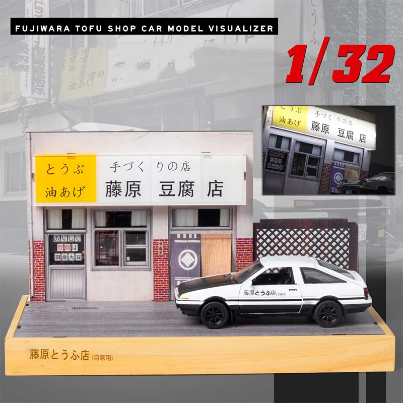 1:32 INITIAL D AE86 Trueno Metal Car Alloy Pull Back Diecasts Vehicles Model Auto Toys With Sound Light Scene Display Adult Gift