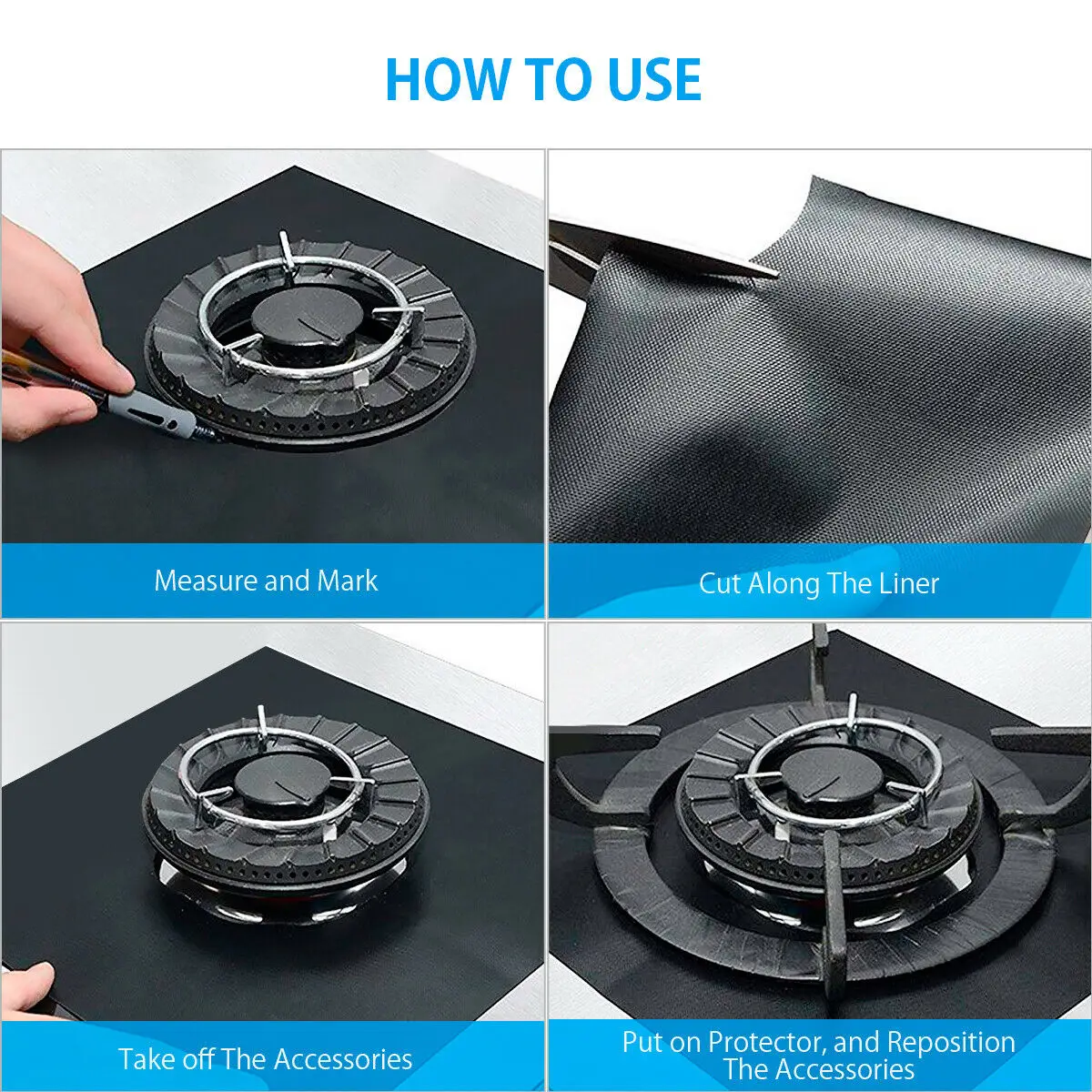 4 для кухонной газовой плиты защита горелок многоразовая подкладка чистый не