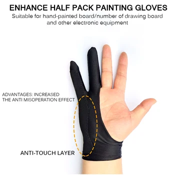 Anti-fouling Two-Fingers Artist Anti-Touch Glove For Drawing Tablet Right And Left Hand Glove Anti-Fouling For Ipad Screen Board 1