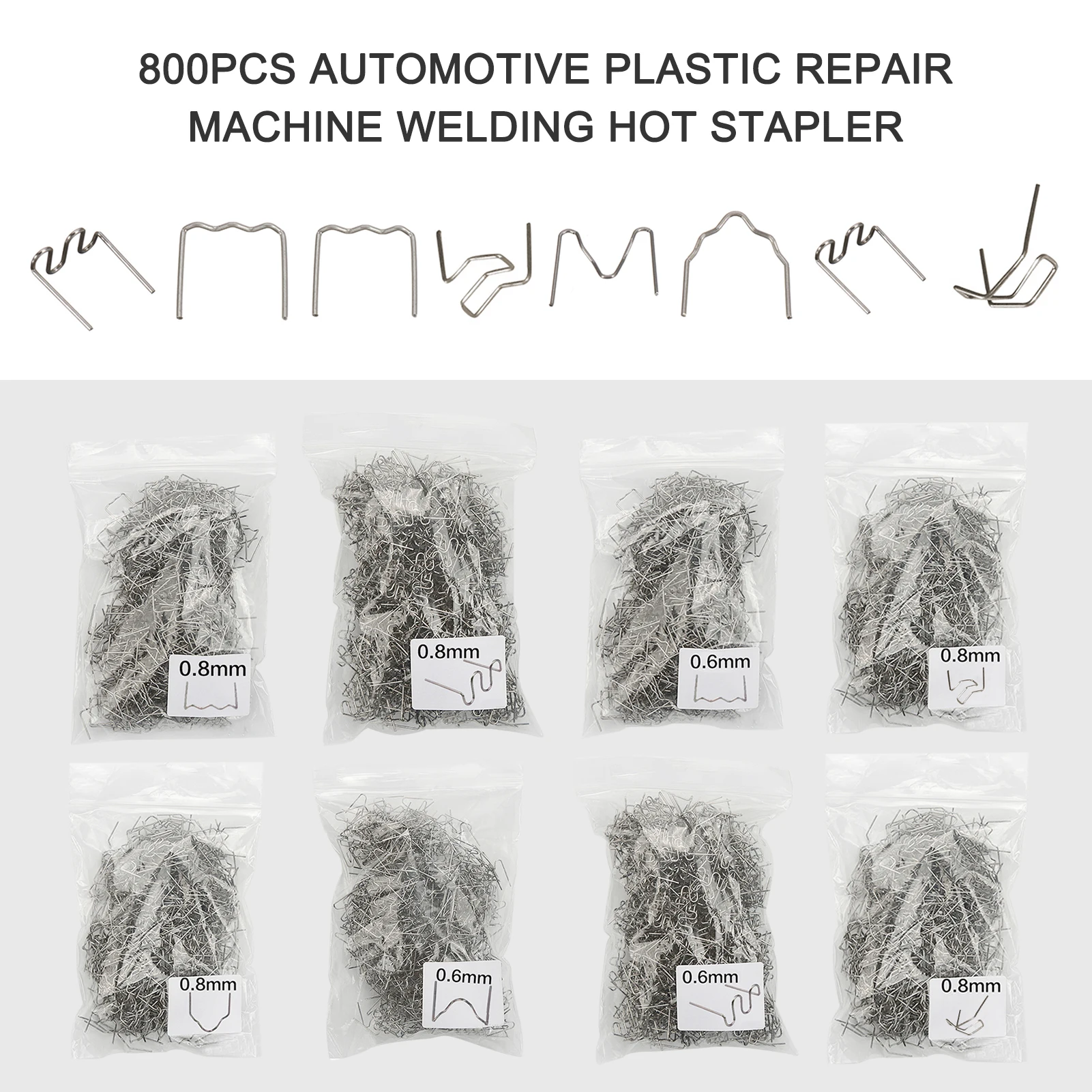 Grapas de onda precortada para reparación de carrocería, grapadora de soldadura estándar de plástico automotriz, para todos los coches, 800 Uds.