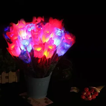 

Glowing Rose Simulation Luminous Plastic Rose Valentines Party Home Decoration Best Gift Party DIY Decorations