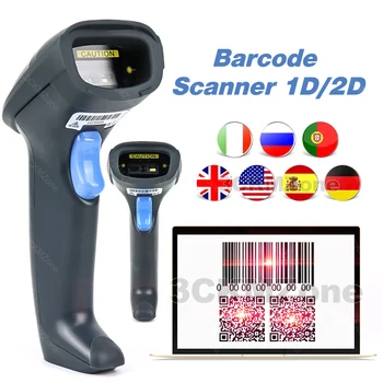 

Handheld barcode scanner reader USB 1D 2D Wired Bar code scanner USB QR Code Scanner portable for windows BS2-Y002 Plug and Play