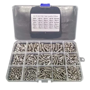 

500pcs/Lot M3 M4 M5 Stainless Steel 304 Hexagon Socket Head Cap Socket Screw Bicycle Hex Bolt Nut Screws Set Assortment Kit 2019