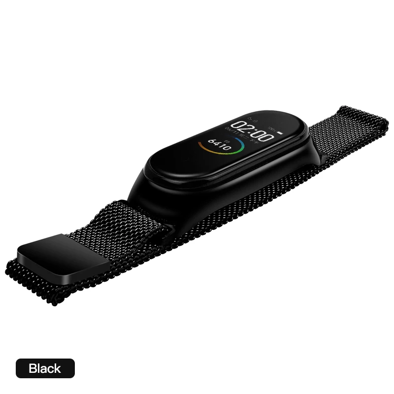 Black amzish Металлический браслет на запястье для Xiaomi mi Band 4 mi Band 3, роскошный цветной Wirst ремешок для Xiaomi mi Band 3/4, смарт-Аксессуары - Цвет: Black