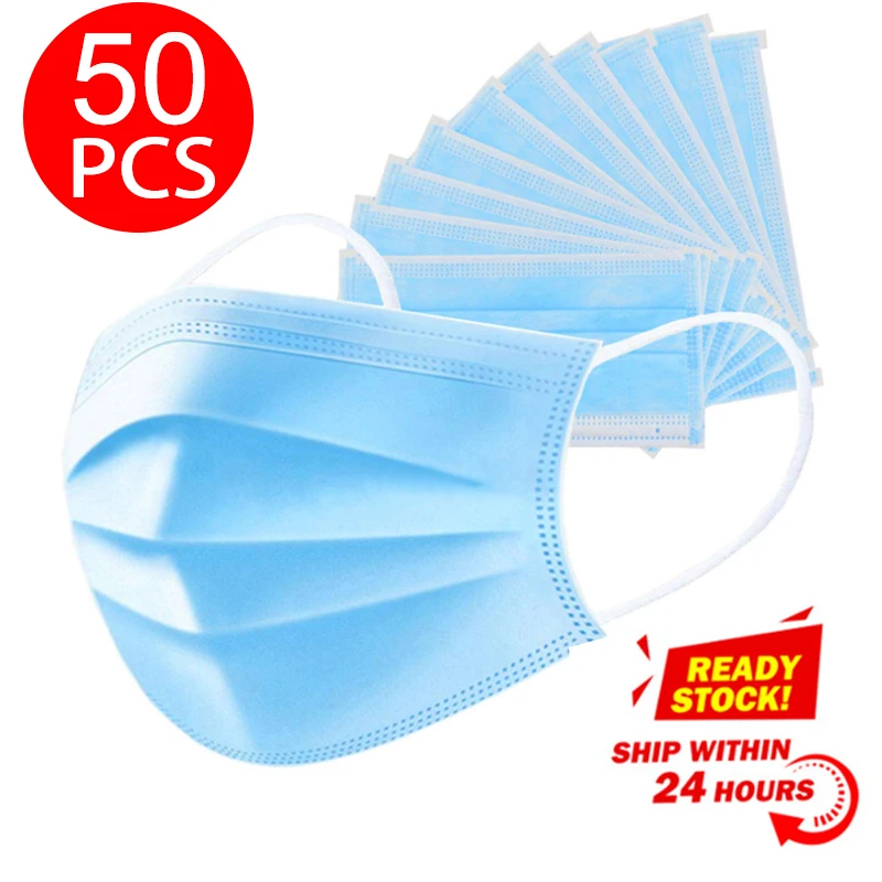 

100 pcs Anti Droplet Disposable Protective Face Mask 3 Layer Non Woven Mouth Masks Dustproof Earloop For Protection Masks
