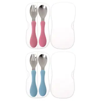 

Baby Cutlery Candy Color Fork Spoon Set Infant Tableware Children Food Feeding Dinnerware Soft Handle Toddler Utensil