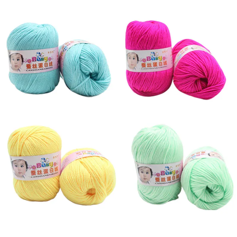 Pure Worsted Warm Silk Wool Cashmere Fibe Baby Skein Knitting Woolen Yarn 50g