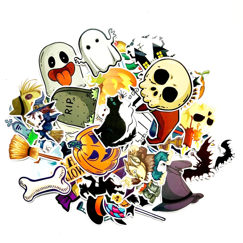 50Pcs/Set Halloween Cartoon Sticker Laptop Luggage Car Fridge Decal Toy For Children Gift Kid Toys Stationery Stickers