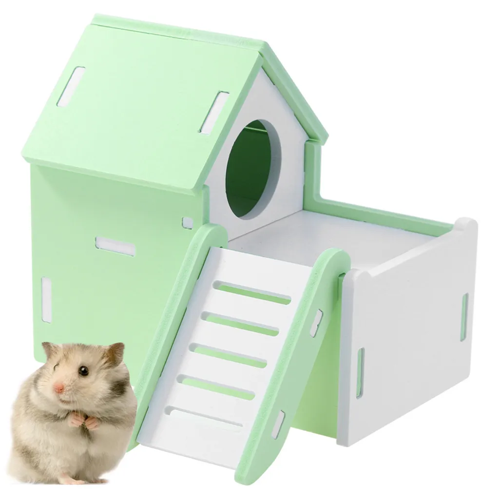 Маленький домик хомяка игрушка белка развлекательная спортивная игра дом цвет хомяка деревянная игрушка лестница клетка для хомяка