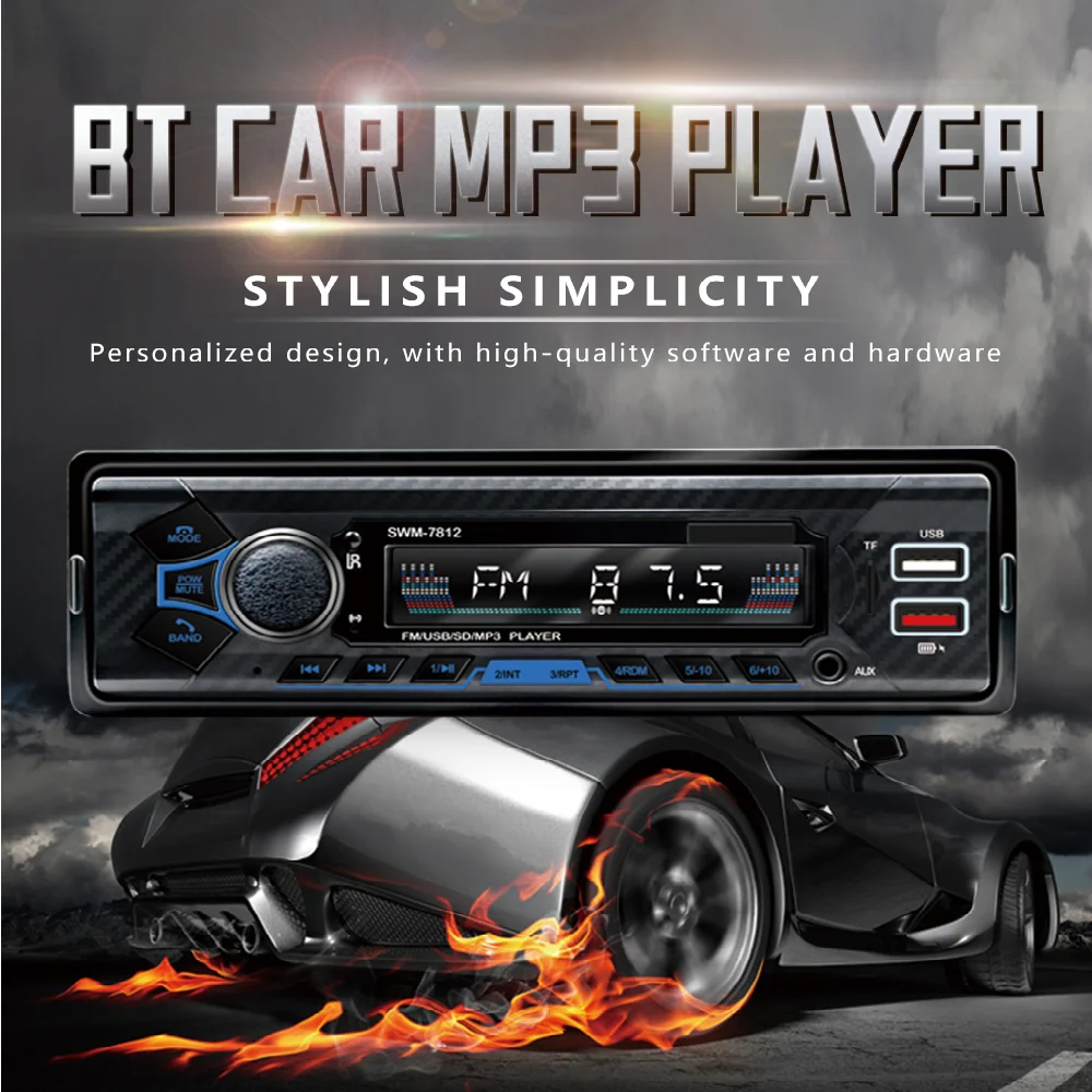 

Car Universal 1DIN Smart Car Stereo HiFi Music Bluetoooth-Compatible Receiver MP3 player FM Automatic Multimedia Audio Player