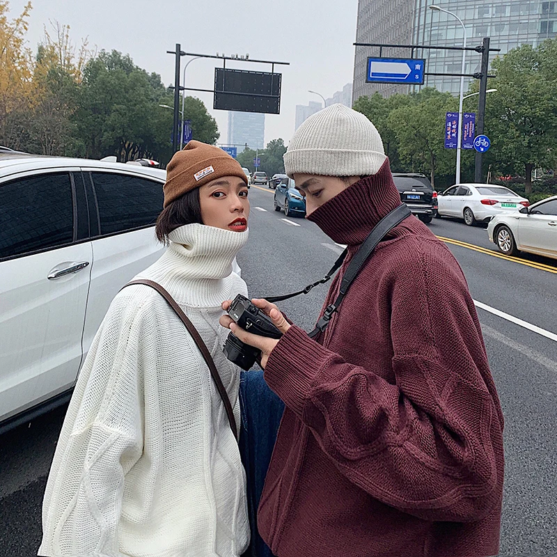 

Winter Turtleneck Sweater Men Warm Fashion Solid Color Casual Knit Thicken Sweater Man Wild Loose Pullover Male Clothes
