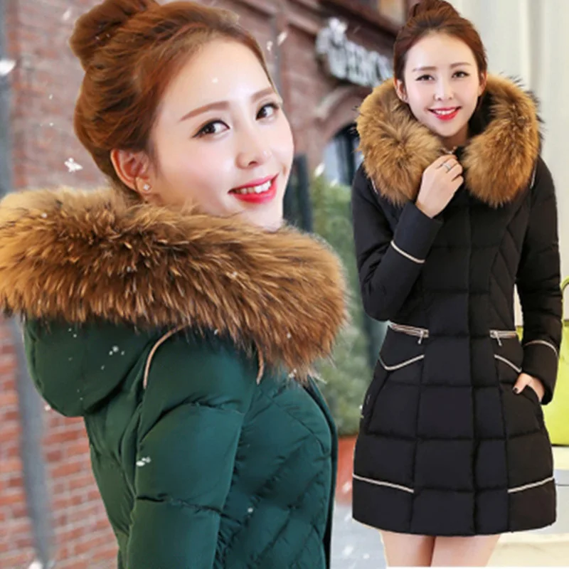 

China Gedi Love Winter Korean-style New Style Cotton-padded Clothes Women's Mid-length Slim Fit Cotton-padded Clothes Large Fur