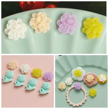 

Gentle Three Bottles Combination Bouquet Resin Patch DIY Handmade Ear Stud Earrings Accessories Handmade Ornament 10pcs
