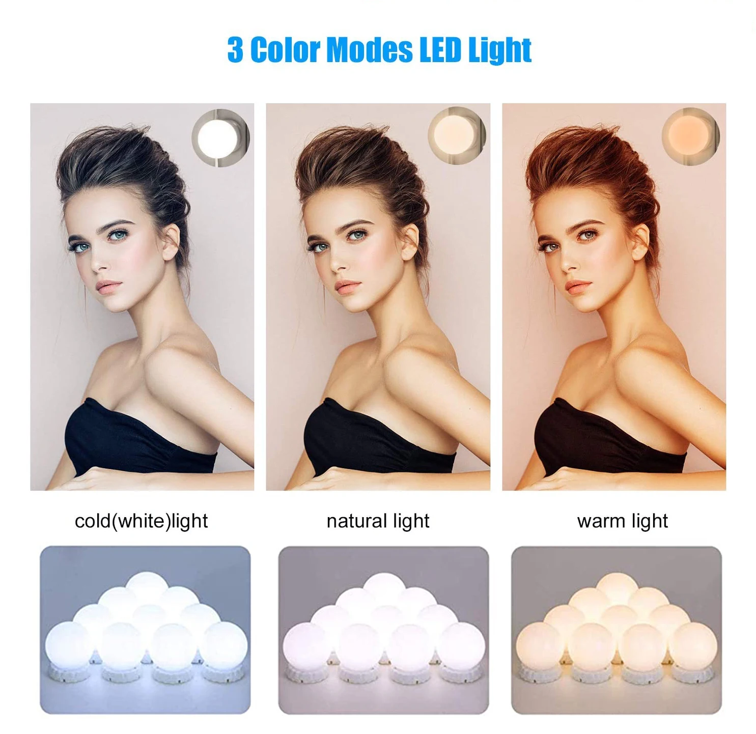 LED Professional Makeup Mirror Light Bulbs Backlight Mirror USB Dimmle Table 3 Colors Hollywood Vanity Lights