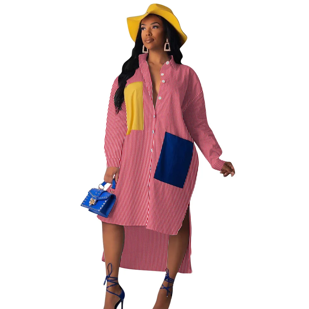 Новые женские элегантные блузки с карманами и принтом пейсли, асимметричное макси платье, уличная одежда с длинным рукавом, платья-рубашки, Vestido GL3849