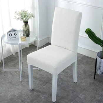 

White Elastic Chair Cover Kitchen Seat Case Modern Banquet Chair Covering Comfort Dust Proof Cover For Stool Stretch Slipcover