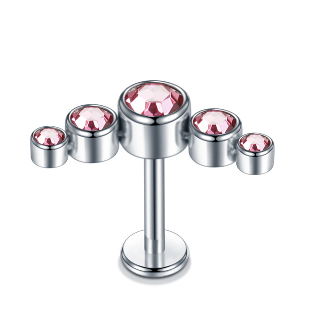 Steel Opal CZ Gem Lip Labret Stud Piercings Rook Tragus Ear Cartilage Helix Conch Earring Stud Piercings Sexy Jewelry 16G