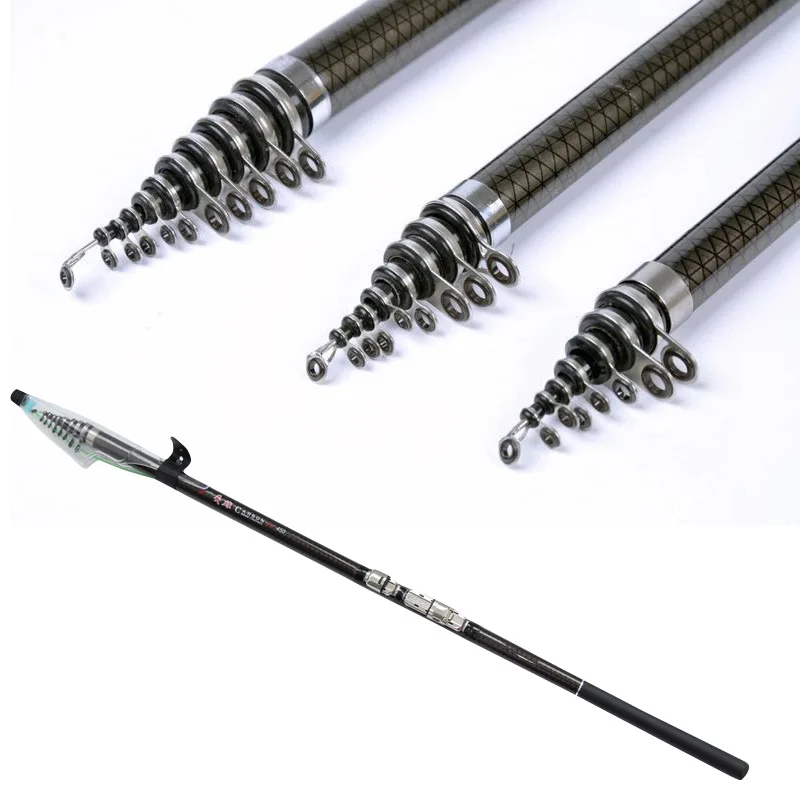 2.7-6.3m Carbon Fiber Telescopic Fishing Rod Portable Spinning Fishing Rod Pole Travel Sea Boat Rock Fishing Rod Fishing Pole