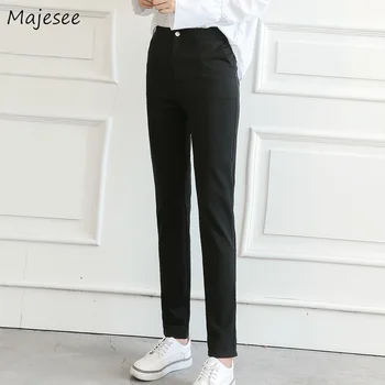 

Women Pants Black Solid Full Length Causal Slim Womens Sweatpants Korean Style New Fashion Plus Size Harajuku Trousers Simple