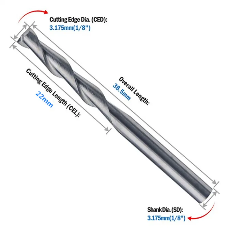

10x 1/8" CNC End Mill Engraving Drill Bit 2 Flutes Flat Nose Cutter Rotary Tool