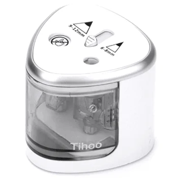 

Tihoo Pencil Sharpener Electric Automatic Metal USB Stationery School Office Home Outdoor Art Supplies Black Blade Cut