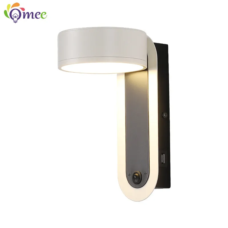 Modern Wall Light With Button Switch Bedroom Bedside Led Wall Lamp Aisle Wall Lamps Living Room Indoor lighting White Luminaire