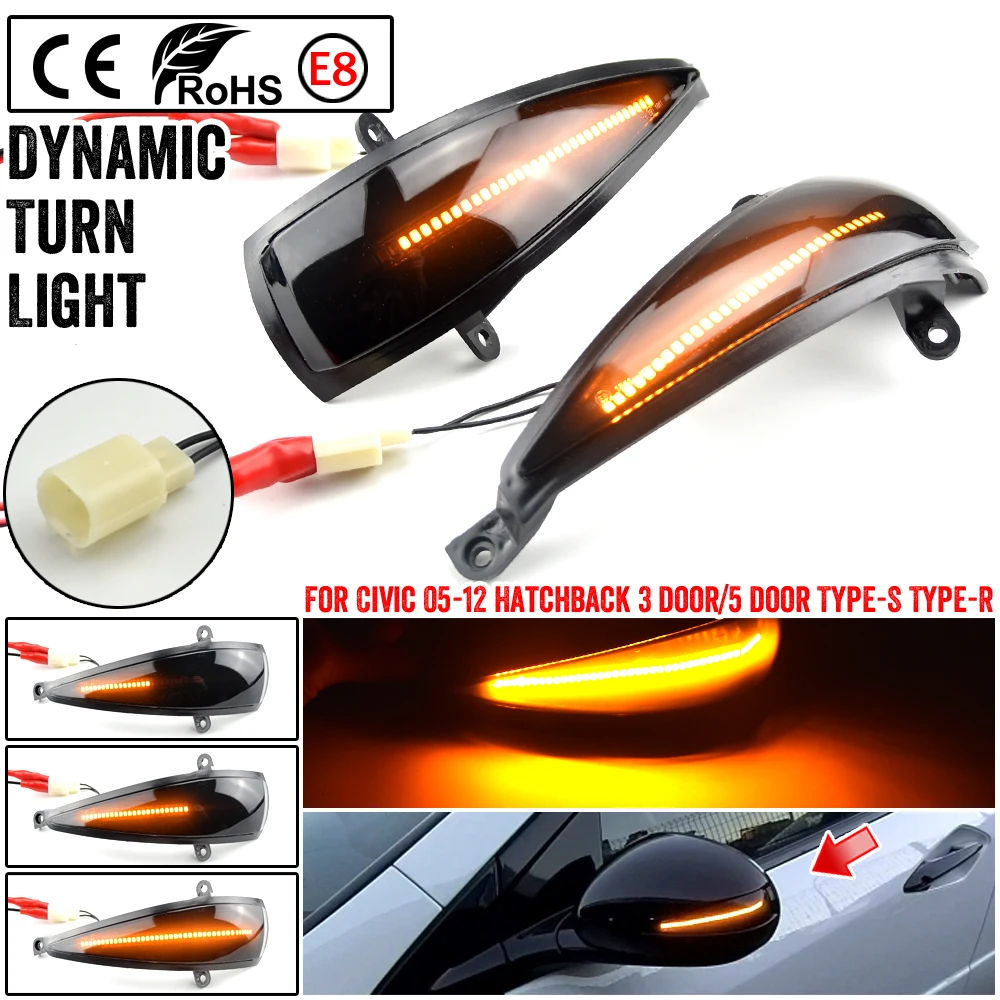 Для Honda Civic 2006-2011 Автомобильные светодиодные динамические боковые лампы для