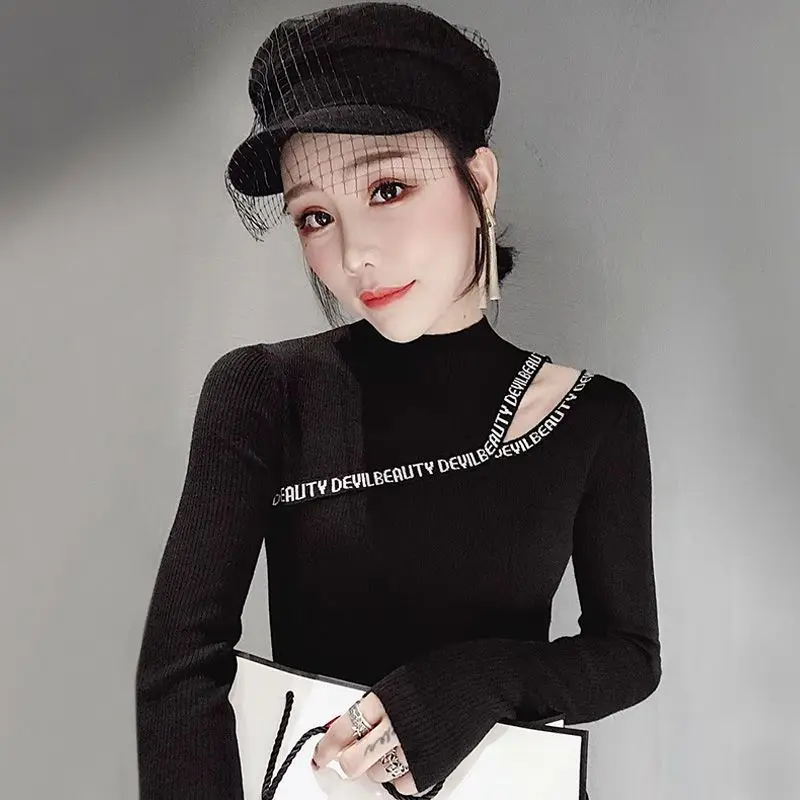 Autumn European Style Sweaters Slim Half-high Collar Long-sleeved knit Bottoming Jumper Pull Clothes