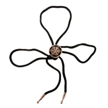 Винтажный Западный ковбойский цветок круглый Боло галстук бола кулон ожерелье галстук