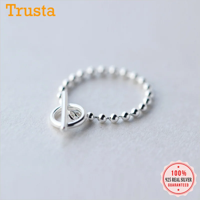 

Trustdavis Authentic 100% 925 Sterling Silver Sweet Stick Round Beads Finger Ring Size7 For Women Sterling Silver Jewelry DS2189