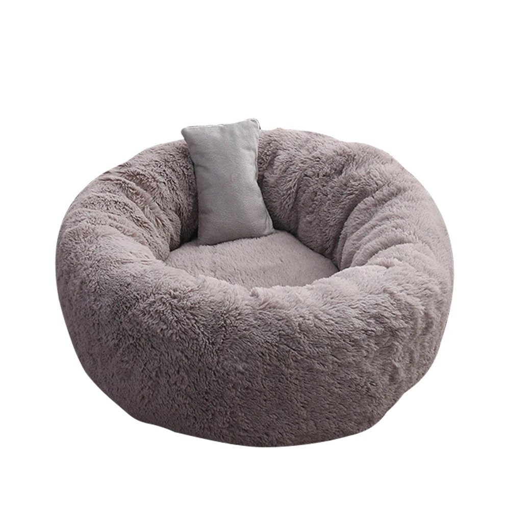 A-Dark Gray Коврик для питомца кошки, кровати собаки, Круглый зимний теплый домик для кошки, гнезда, мягкая длинная плюшевая в форме кошки, коврики, подстилки для питомца, собачья Конура, кровать с подушкой для кошек - Цвет: A-Dark Gray