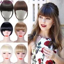 AILIADE короткая прямая передняя аккуратная челка на заколке короткая челка для наращивания волос прямые синтетические натуральные волосы для наращивания челка