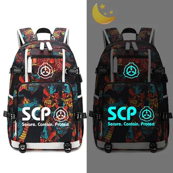 

SCP Special Containment Procedures Luminous Backpack USB Charging multifunctional Laptop Bag School Student Bags Travel Bag