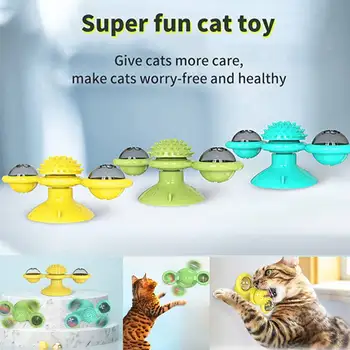 

Pet Toys Cat Interactive Toy Turning Windmill with LED Light Flashing Turntable Teasing Pet Toys Tickle Cats Hair Brushs