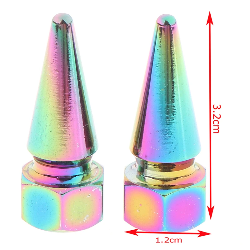 

2pcs Valve Caps Colorful Aluminum Bike Car Tyre Air Port Cover Cycling Truck Wheel Valves Cover Cone Style Bicycle Accessories