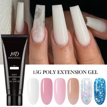 

MD MAD DOLL 15g UV Buiding Gel Extension Gel Pink Glitter Color Painless Acrylic with Extension Tool Nail Art