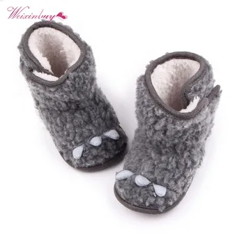 

WEIXINBUY Warm Winter Infant Baby Boys Girls Shoes Little Monster Flock Boots Kids Soft Bottom Anti-slip Crib 0-12M Snow Shoes